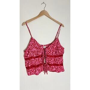 No‎ Boundaries Red Tie Front Lace Tank Top Size XL